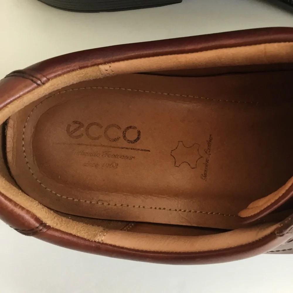 Ecco Mens Brown Leather Oxford Casual Shoes Lace Up Size 45 EU